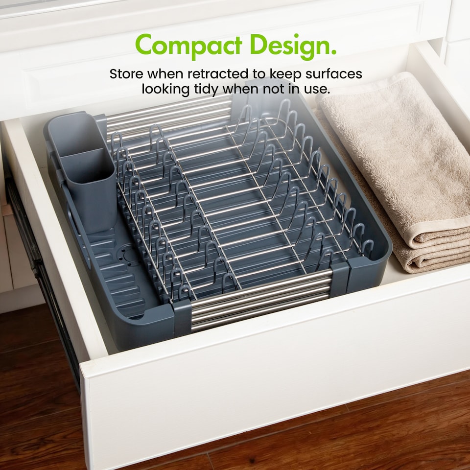 image 1 of Vonshef Dish Drainer Rack, Extendable Kitchen Draining Board