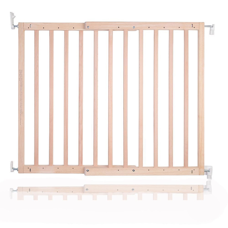 image 1 of Safetots Top of The Stairs Screw Fitted Stair Gate, Natural Wooden, 63.5cm - 105.5cm, Wood Baby Gate, Safety Gate | Cream | 1