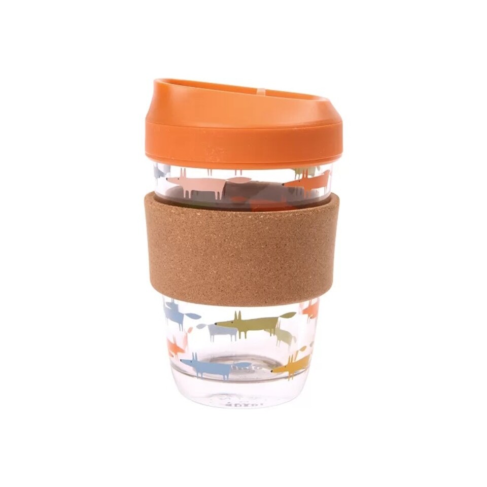 Dexam Glass Travel Mug Mr Fox Print 320ml