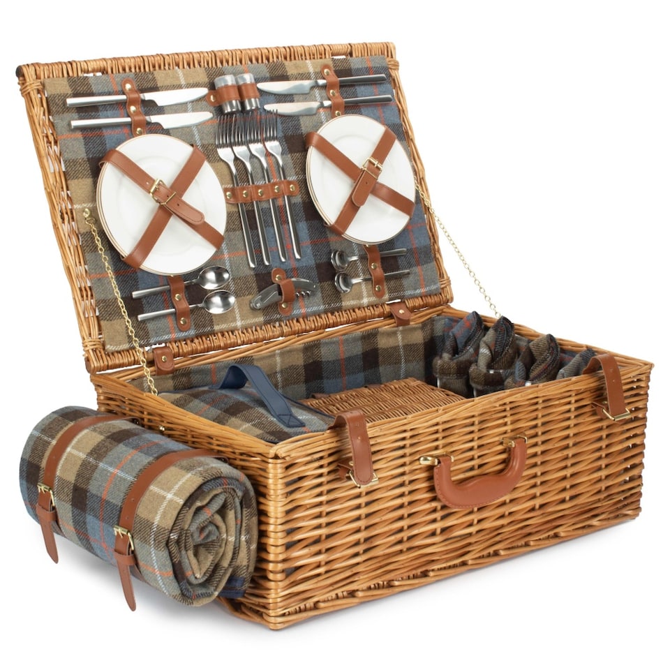 image 1 of Deluxe 4 Person Ravenstor Fitted Wicker Picnic Basket