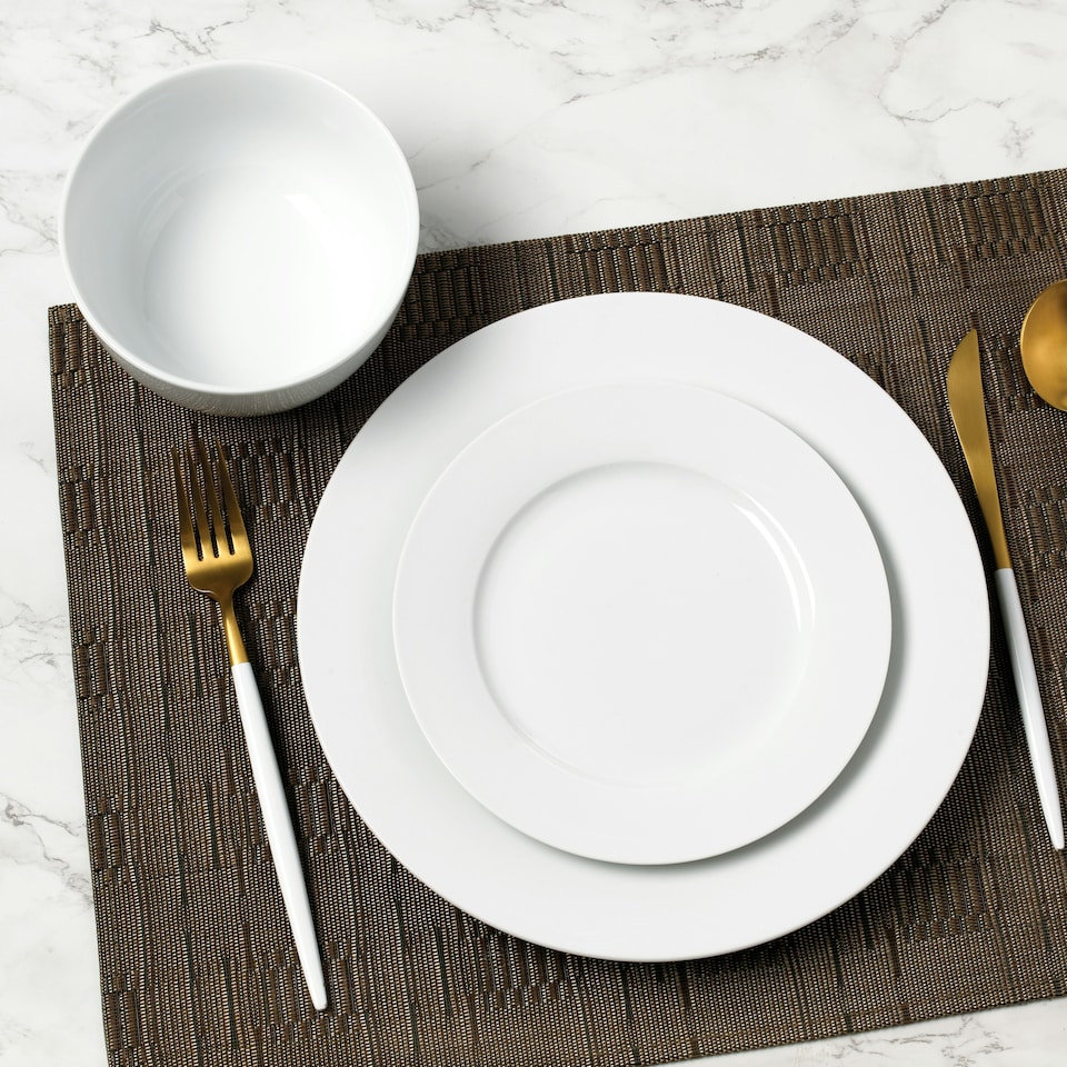 image 1 of 24pc White Rimmed Dinner Set