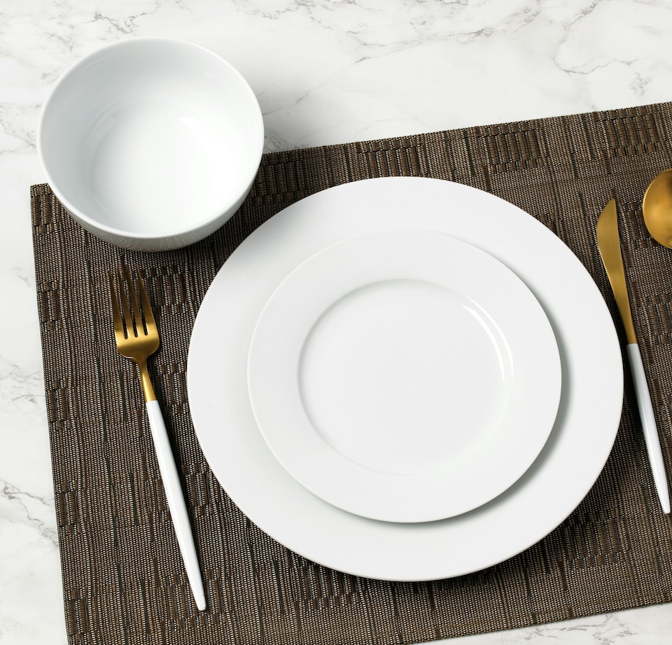 image 1 of 24pc White Rimmed Dinner Set