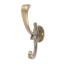 Hammer & Tongs Ornamental Hat & Coat Hook - W30mm x H130mm - Brass
