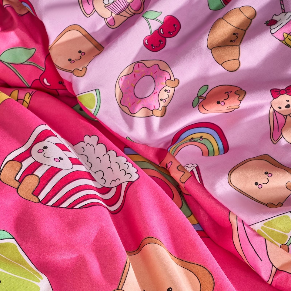 image 1 of OHS Kids Sweetie Pies Reversible Bedding Set Duvet Cover with Pillowcase | Pink | Magenta | Single