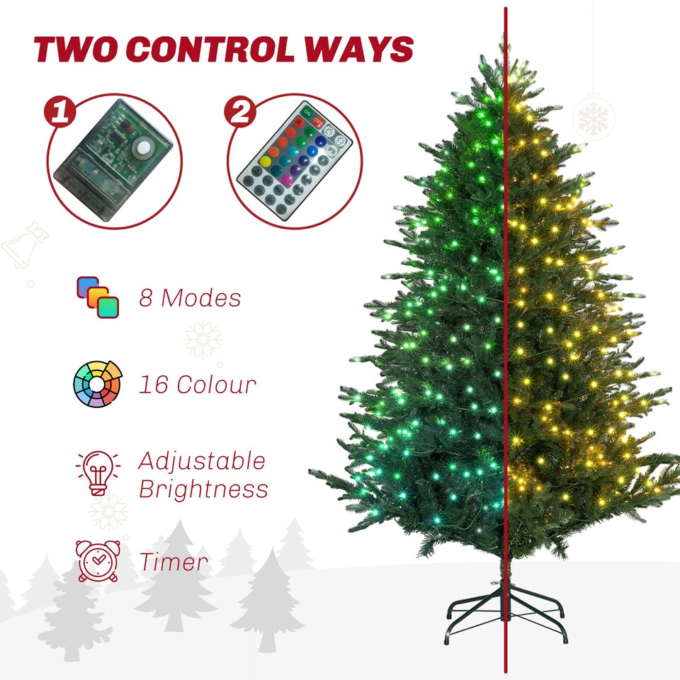 image 1 of HOMCOM 6ft Prelit Artificial Christmas Tree w/ Lights for Party Decoration