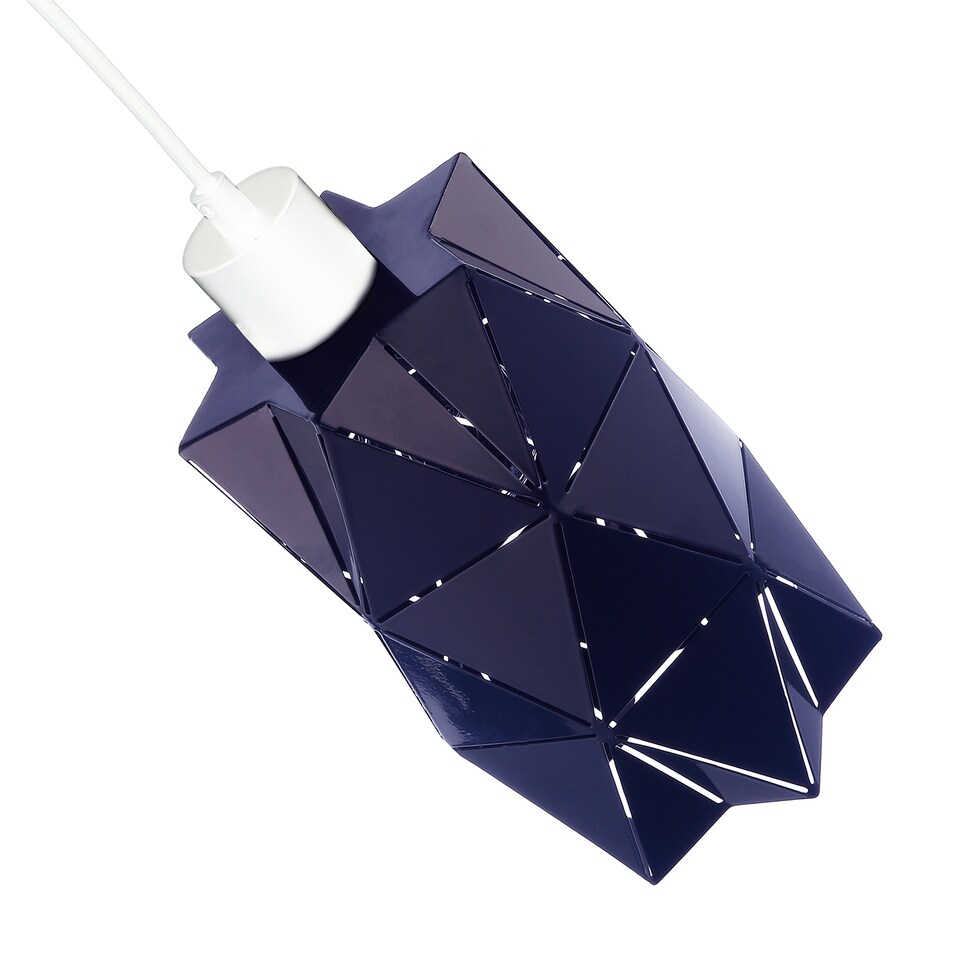 image 1 of Modern Midnight Blue Metal Pendant Shade with Diamond Shaped Cut Outs | Blue