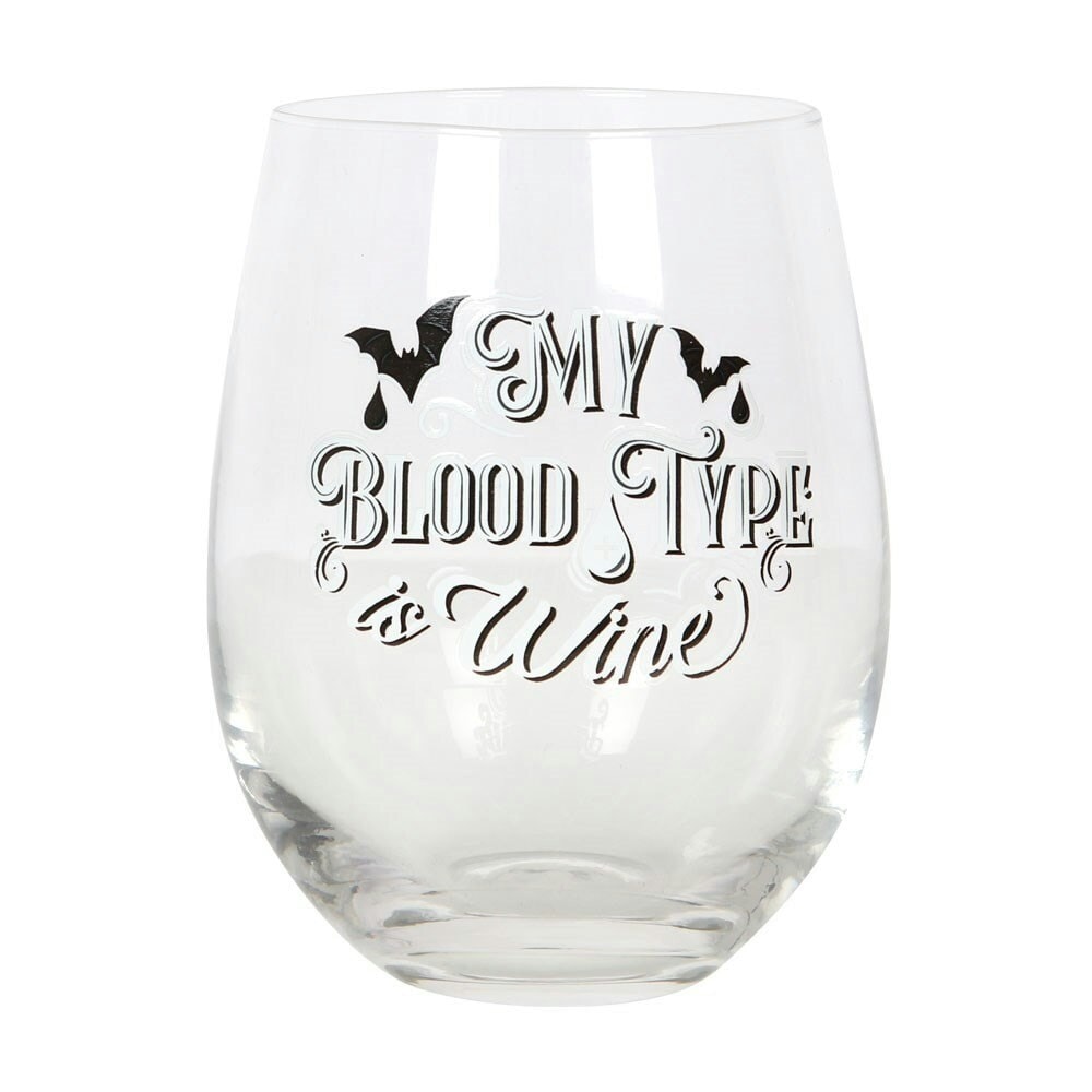 Something Different My Blood Type Is Wine Stemless Wine Glass - Clear - One Size