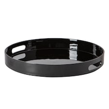 Argon Tableware 3x Serving Trays - 33cm - Round Tray Metallic Decorative Breakfast Tray Melamine Food Tray | Black | Black | One Size | 3