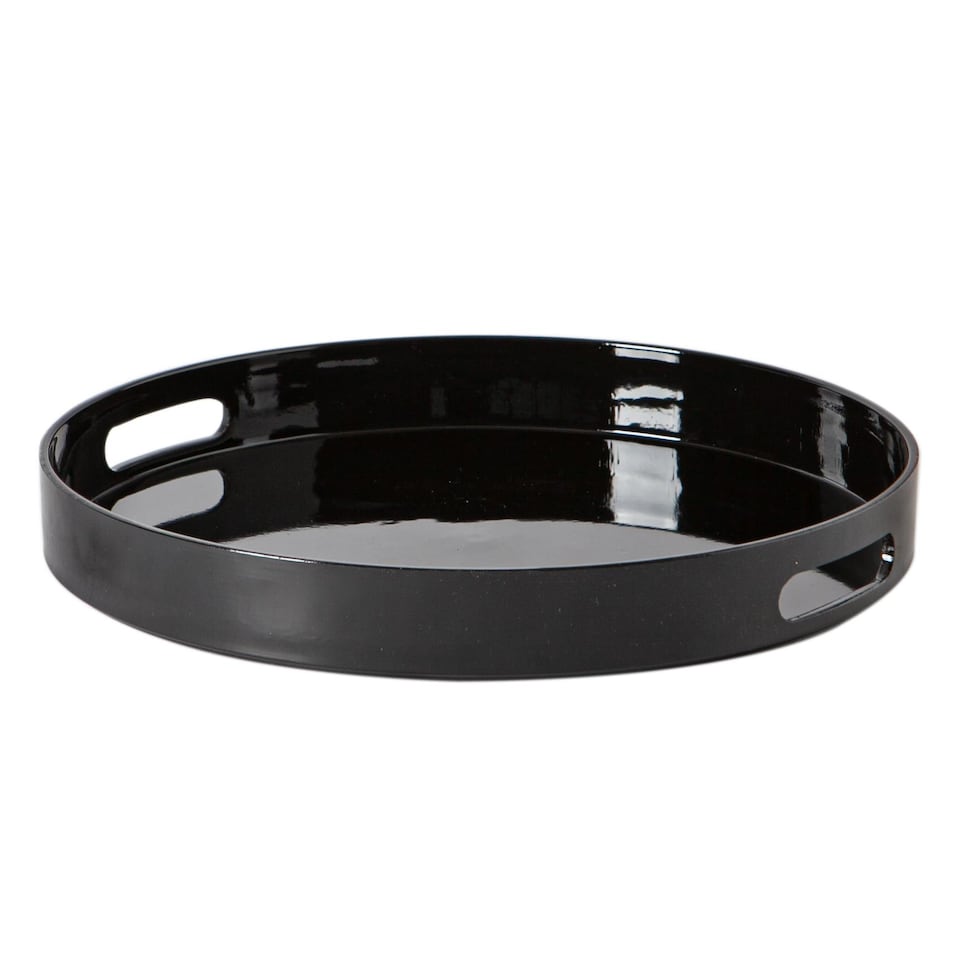 image 1 of Argon Tableware 3x Serving Trays - 33cm - Round Tray Metallic Decorative Breakfast Tray Melamine Food Tray | Black | Black | One Size | 3