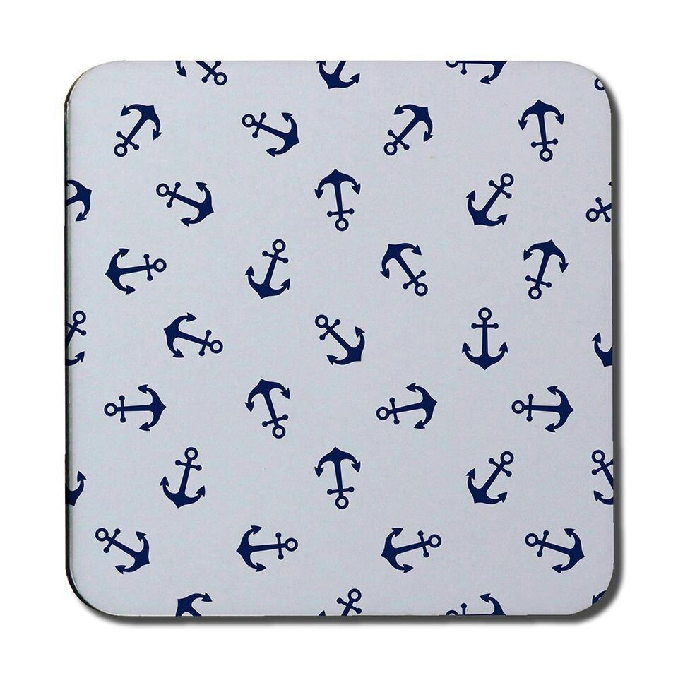 image 1 of Navy Anchors on White (Coaster)