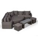 image 7 of Santorini L Shape Modular 5 Seat Rattan Corner Sofa Set With Daybed Ottoman, Large Coffee Table & 2 Stools Grey | Grey