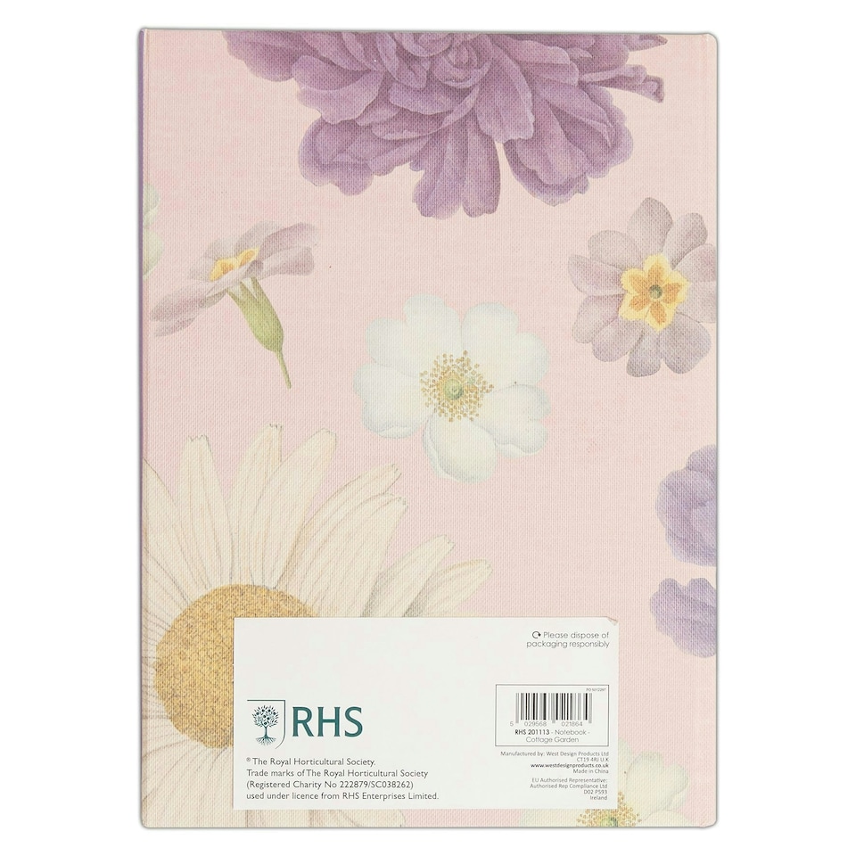 image 1 of RHS Magnetic Cover Notebook, Cottage Garden, Multicoloured, 20.8 x 15 x 1.8cm