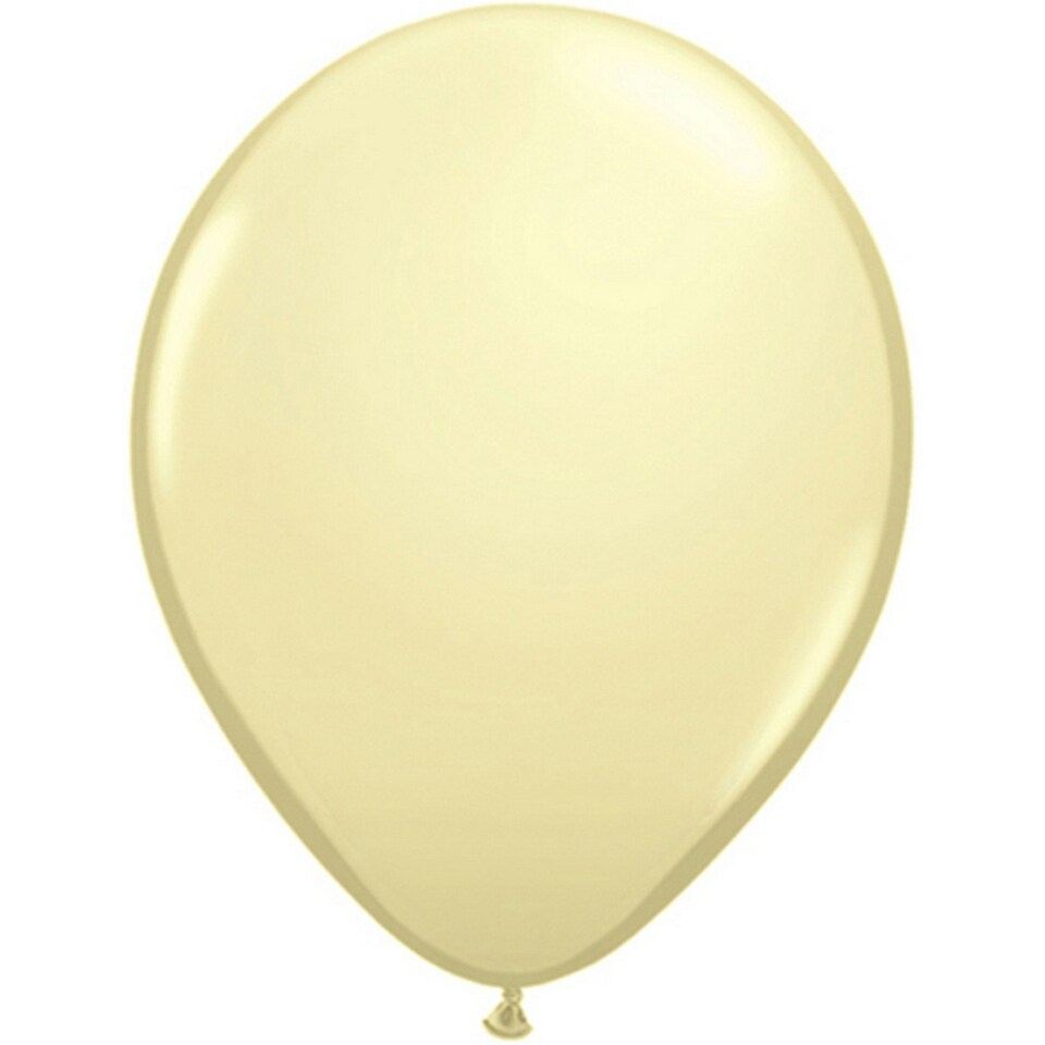Qualatex 11 Inch Round Plain Latex Balloons (100 Pack) - Ivory Silk - One Size