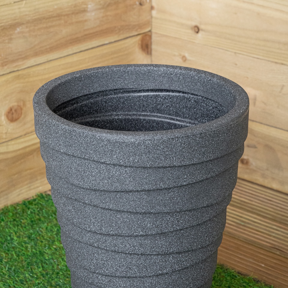image 1 of 33cm x 48cm Large Plastic Trojan Garden Plant Pot in Dark Grey