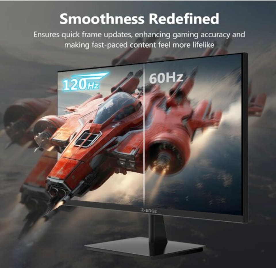 image 1 of Z-Edge 27 Inch 4K Monitor 120Hz UHD 3840x2160 IPS 100% sRGB HDMI 2.1 DP 1.4 | PC Monitor 16:9, 1ms MPRT, 250cd/m² Brightness, FreeSync, HDR10, VESA Mountable, Black