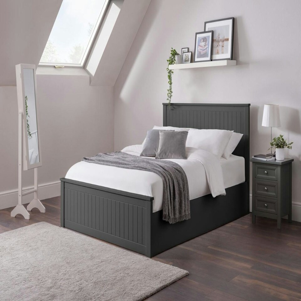 image 1 of New England Anthracite Ottoman Bed - Double 4ft 6" (135cm)