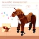 image 3 of HOMCOM Plush Walking Horse Ride On Toy with Wheels and Realistic Sounds Rocking Horse for Girls Boys 2 Plus Years Old, 50cm Tall, Brown