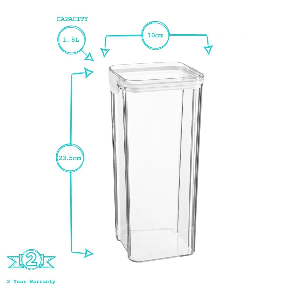 image 1 of Argon Tableware Food Storage Containers - 1.8 Litre - White - Pack of 3 - Resuable Container Meal Prep Container Tub Tupperware Airtight Lid