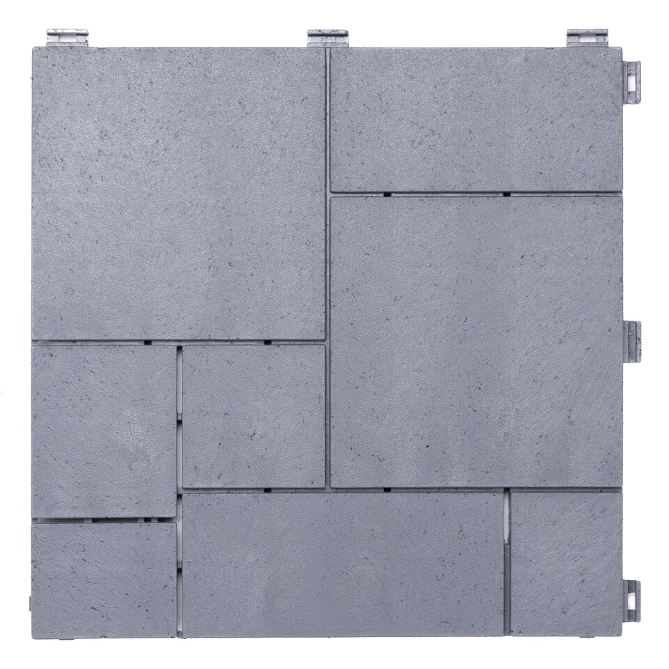 image 1 of Mosaic Garden Patio Interlocking Composite Decking Tiles - Light Grey | Grey | Light Grey | Pack of 1