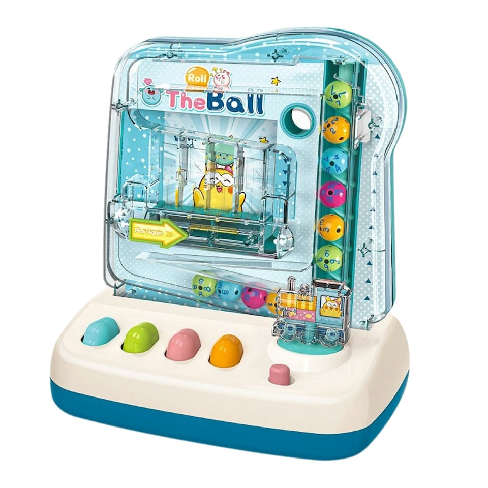 image 1 of Music & Light Educational Ball Roll Toy - Interactive Train Playset with 6 Colourful Balls, Lights, Music, Number & Colour Learning, Coordination-Building Toddler Toy (Blue)