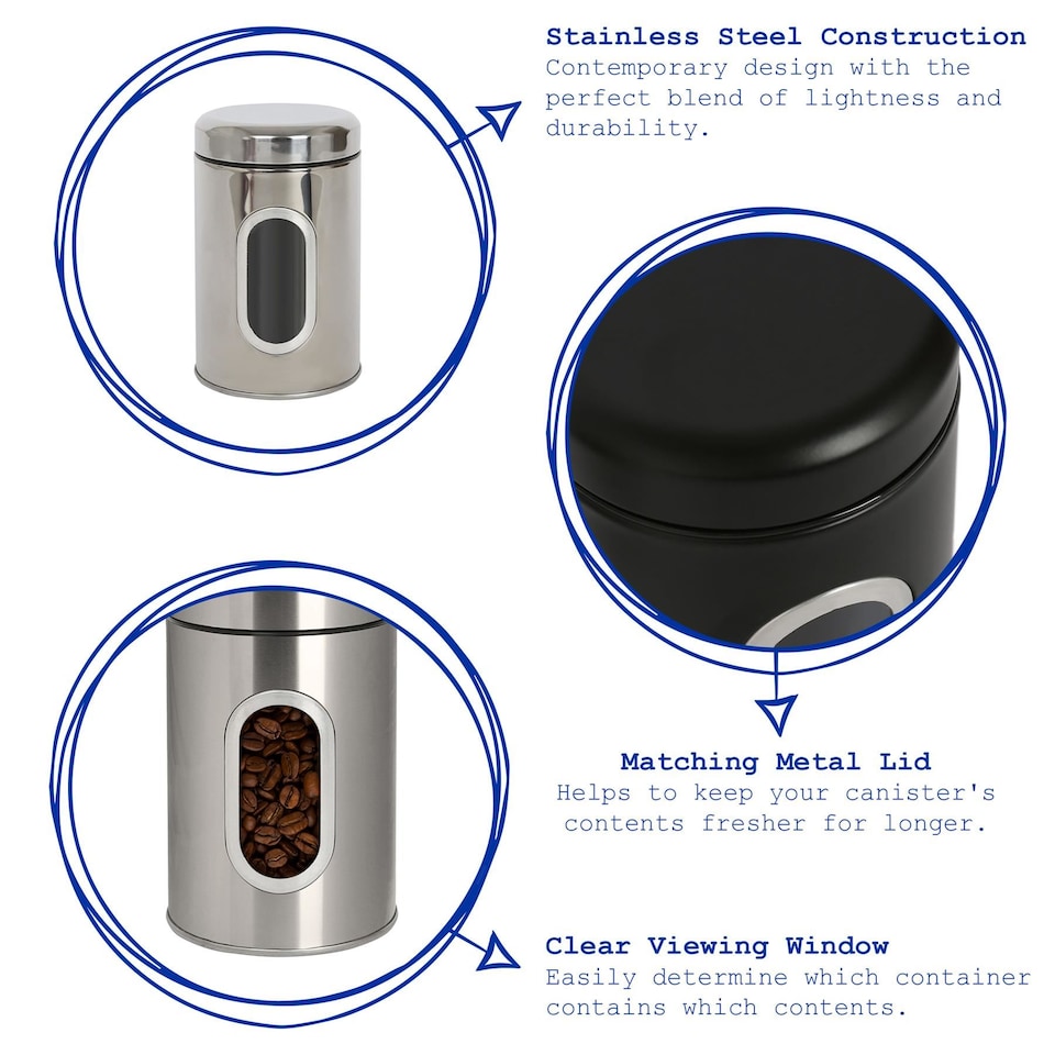 image 1 of Harbour Housewares Stainless Steel Food Storage Container with Window - Black