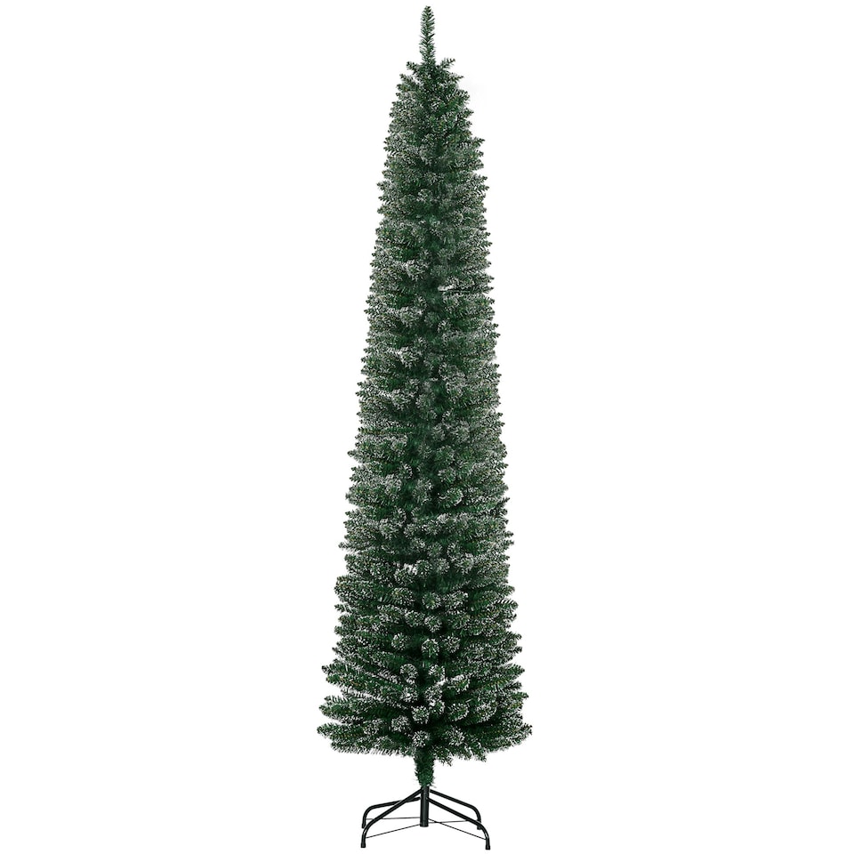 image 1 of HOMCOM 7.5FT Artificial Snow Dipped Christmas Tree Home Indoor Decoration Green