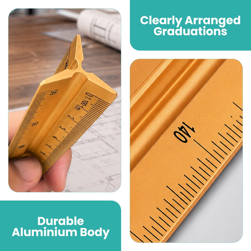 image 1 of 30cm Aluminium Triangular Ruler with 6 Precision Scales - 1pc