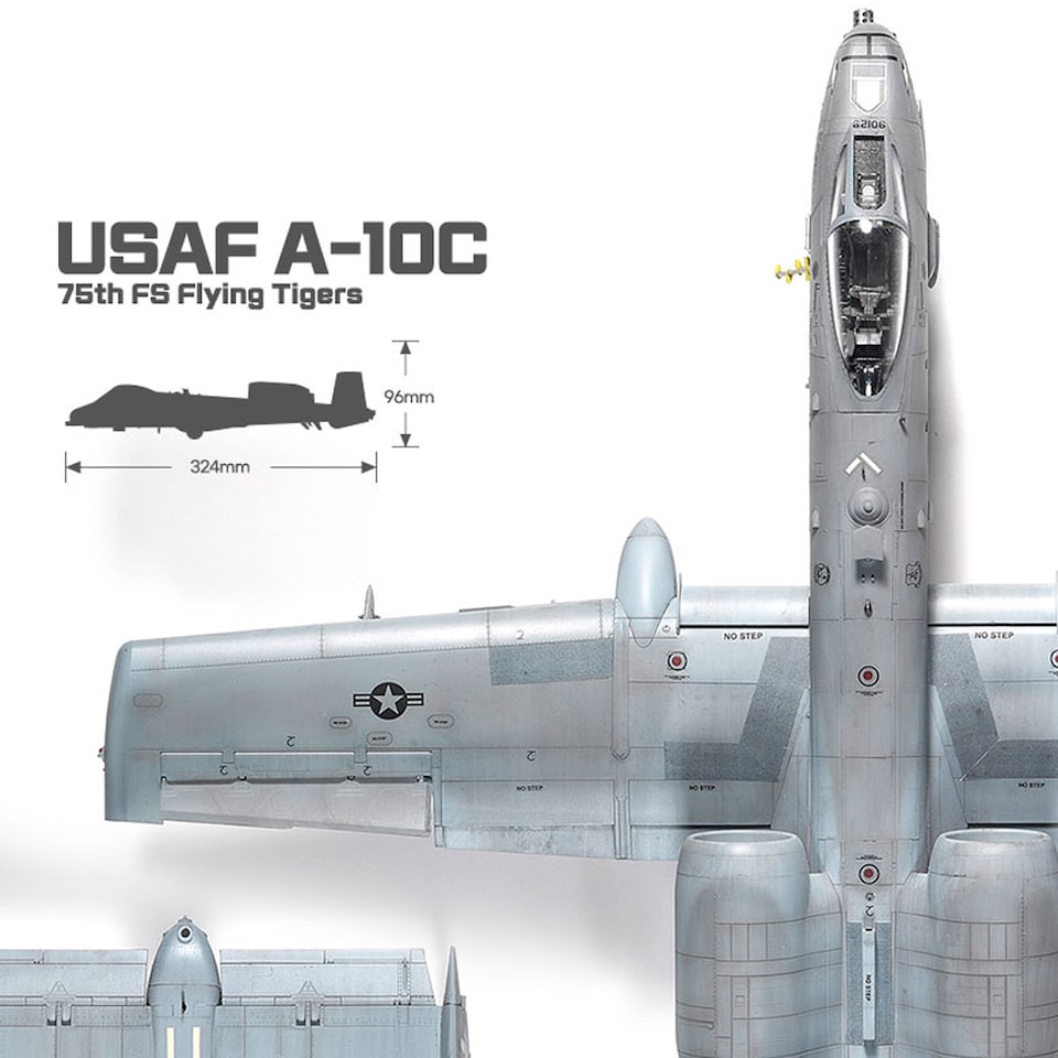 image 1 of Academy USAF A-10C 75th FS Flying Tigers Military Aircraft Model Kit Scale 1-48