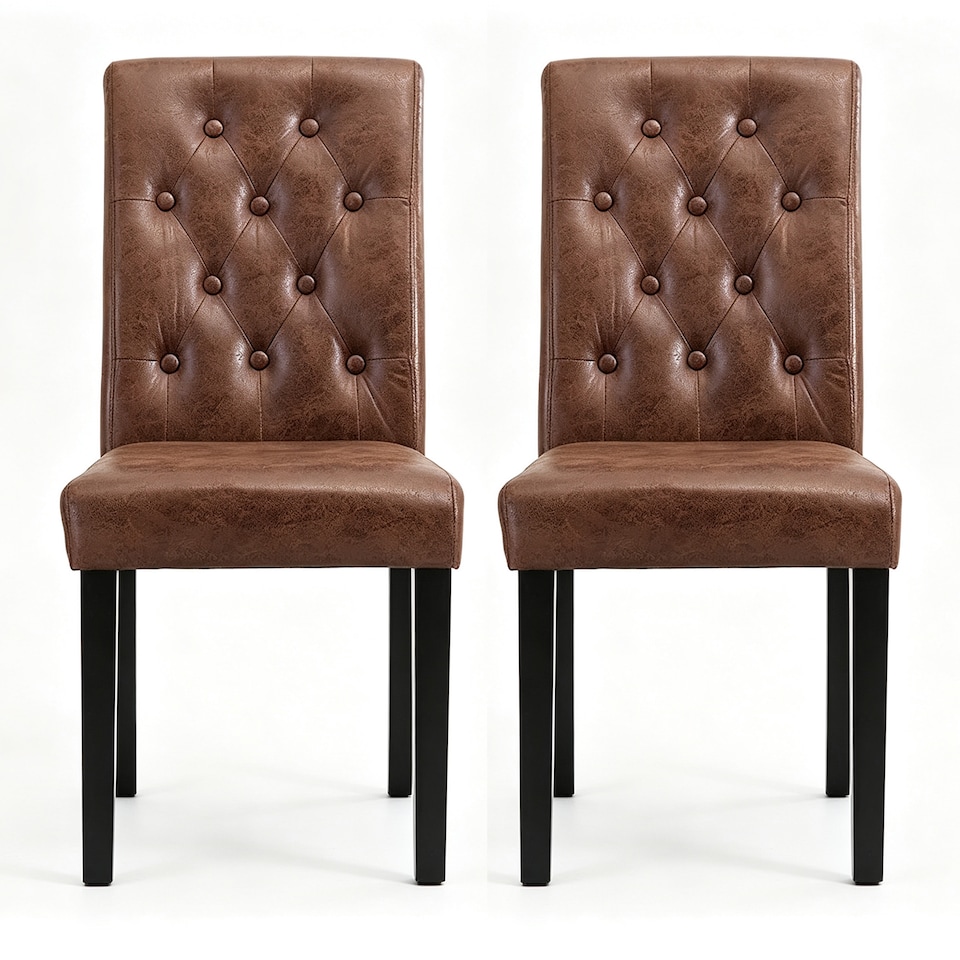 image 1 of MCC Direct Set of 2 Fabric Linen Button Back Kitchen Dining Chairs