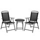 image 1 of Outsunny Bistro Set Folding Chairs & Coffee Table for Balcony, Black Black | Black