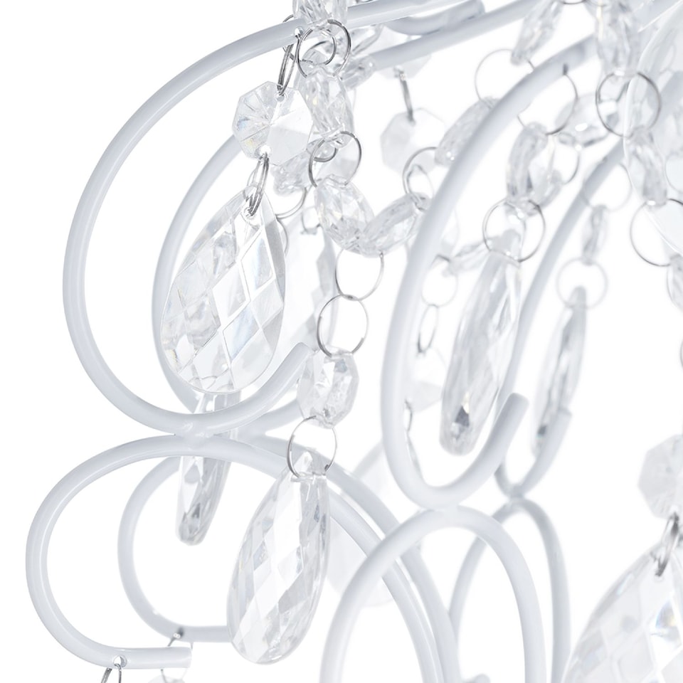 image 1 of Matt White Shabby Chic Chandelier Style Pendant Ceiling Lamp Shade with Acrylic | White | White | 1