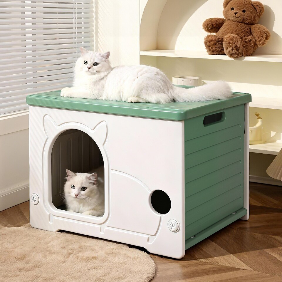 image 1 of Skylos Dog Kennel Plastic Puppy Shelter Pet House Weatherproof Outdoor Indoor