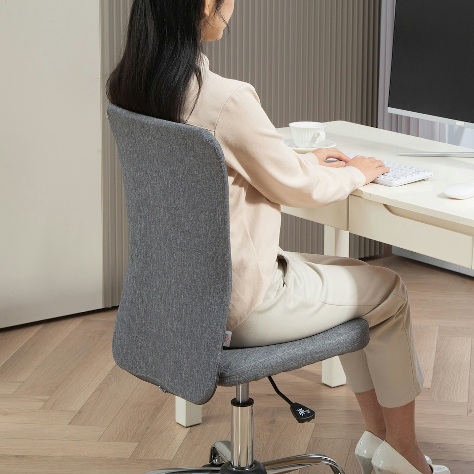 image 1 of HOMCOM Armless Computer Desk Chair, Makeup Vanity Chair for Home, Grey