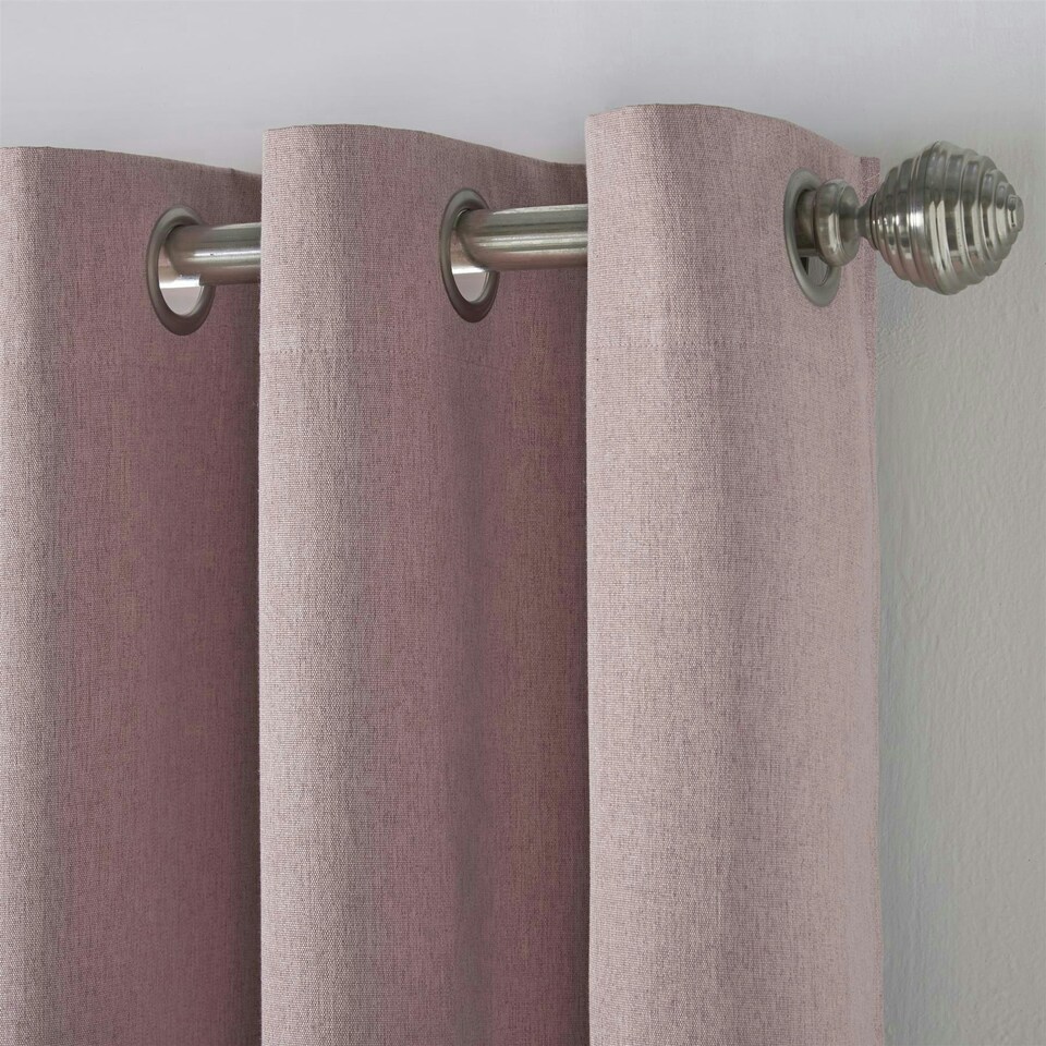 image 1 of Linen Look Blackout Ring Top Eyelet Curtains - 110cm x 183cm - Blush