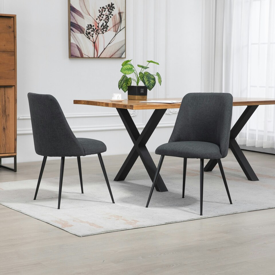 image 1 of Set of 2 Morandi Fabric Dining Chairs - Set of 2