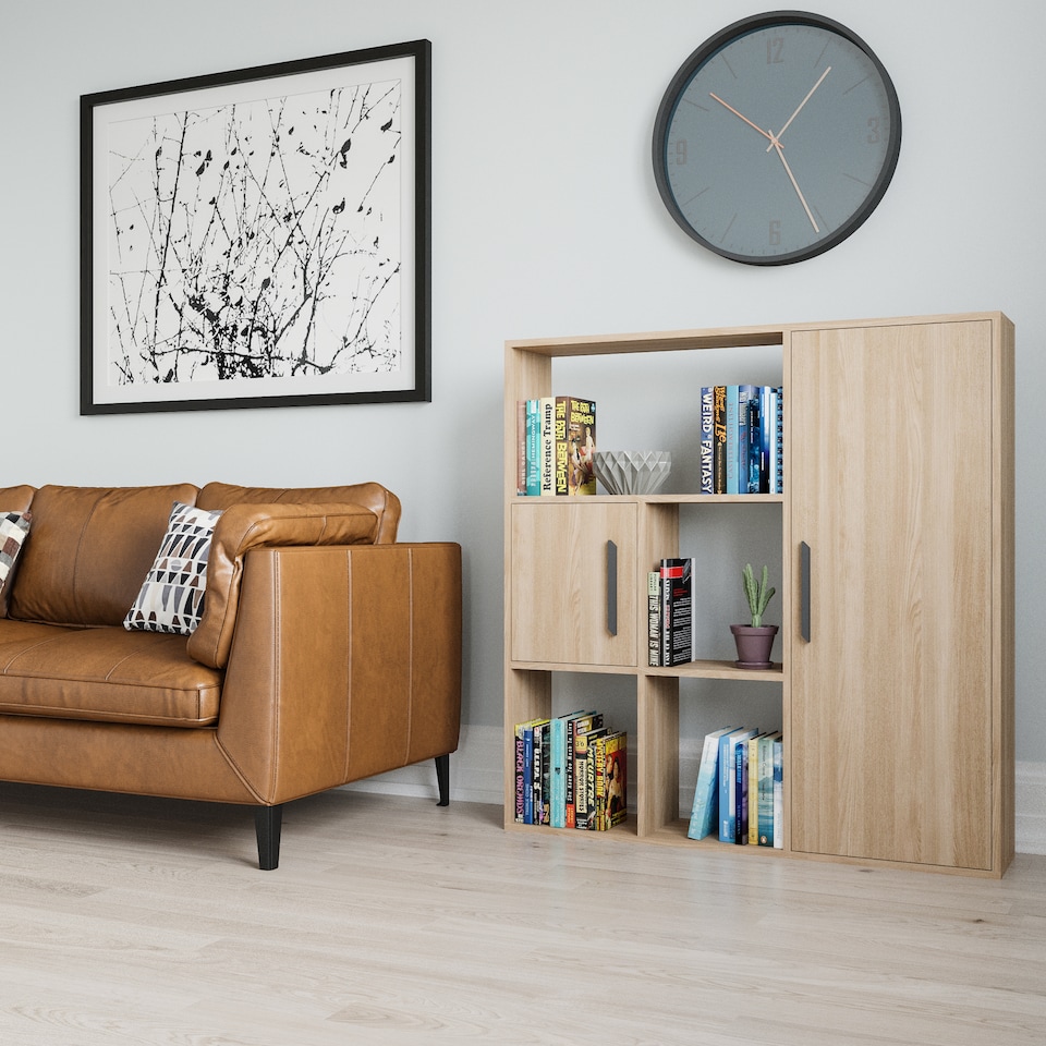 image 1 of Decorotika Ridge 4-tier Bookcases with Open Shelves and Two Cabinets