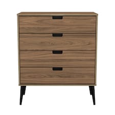 Taiwan 4 Drawer Chest of Drawers in Carini Walnut (Ready Assembled) | Brown | Carini Walnut