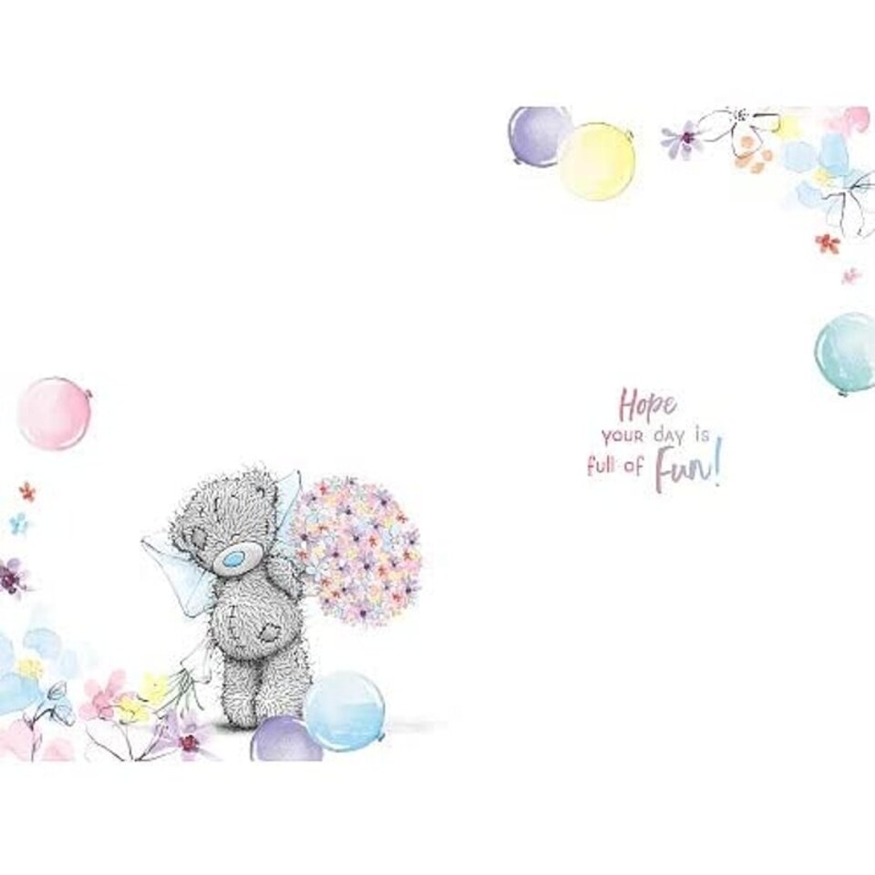 image 1 of Granddaughter Tatty Teddy Holding Bouquet of Flowers Design 18th Birthday Card