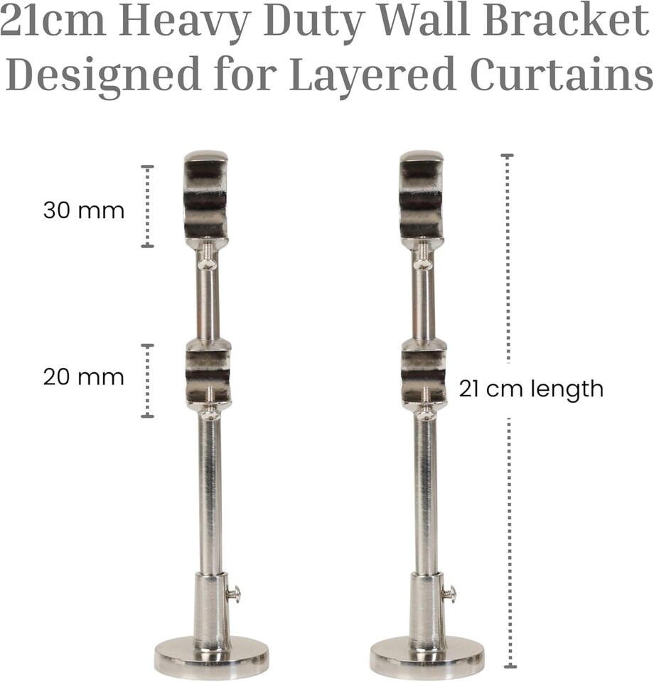 image 1 of Lister Cartwright Double Curtain Extendable Pole Set with Polished Steel Ball Finials- 19mm & 28mm Metal Poles(120- 320 cm)