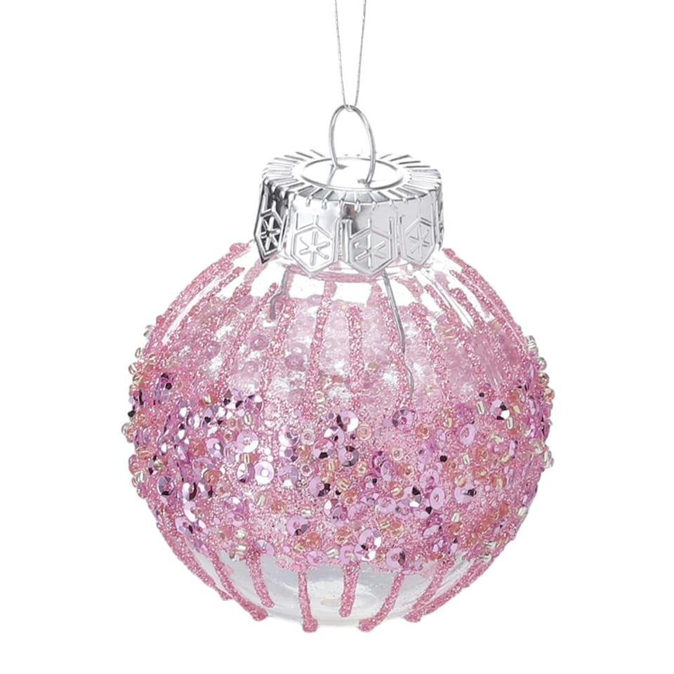 image 1 of Living and Home 25Pcs Christmas Ball Ornament Set - Pink & Silver