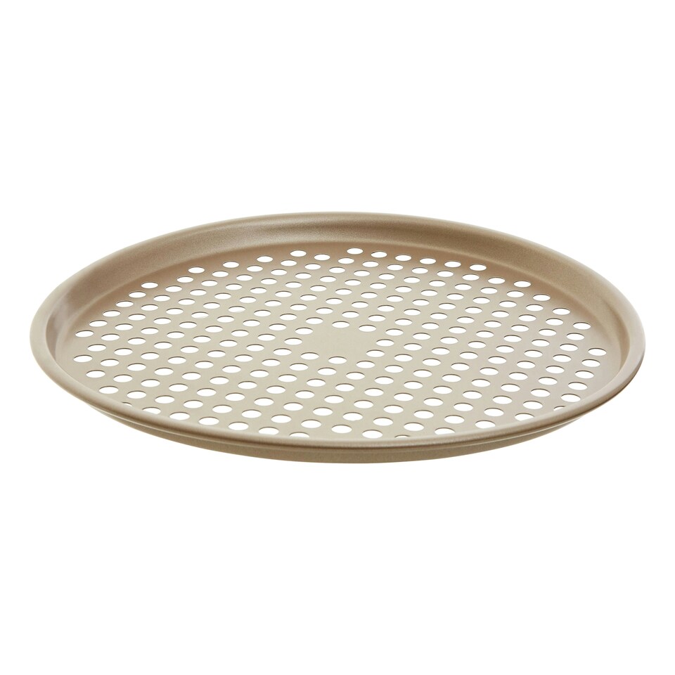 image 1 of Interiors by Premier Functional Design Round Pizza Crisper, Non-Stick Carbon Steel Tray With Air Vents For Crispy Crust, Durable Multi