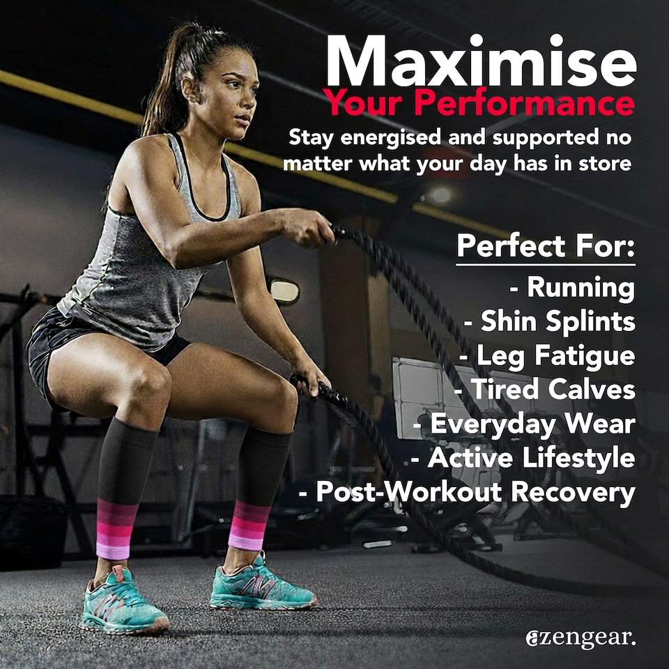 image 1 of aZengear Calf Support Compression Sleeves (Pair) for Women, Men, Running, Shin Splints