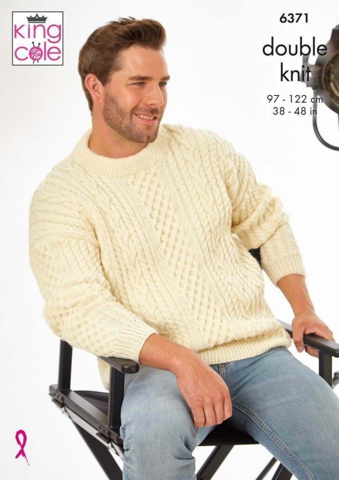 King Cole Merino Blend DK Knitting Pattern 6371, Sweaters for Men - 38 - 48 Inches