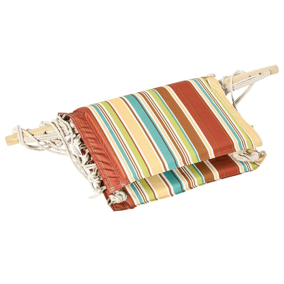 image 1 of Outsunny Hanging Hammock Swing Chair Safe Wide Seat Indoor Outdoor Stripe