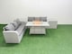 image 1 of Fimous Outdoor Garden Furniture Sets 6 Seater Wicker Rattan Furniture Sofa Sets with Firepit Dining Table high Back Lounge Sofa 2 Side Table Light Grey