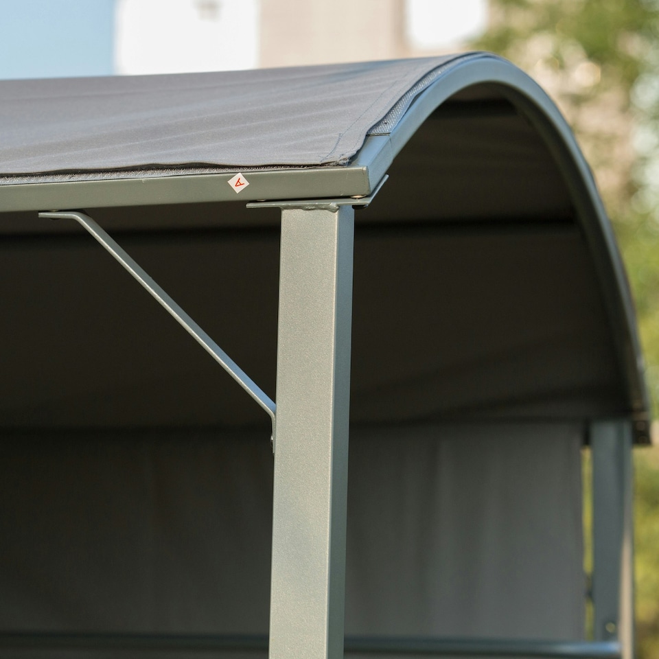 image 1 of Outsunny 7ft Outdoor Double-tier BBQ Grill Canopy Gazebo w/ 2 Shelf, 5 Hooks