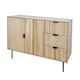image 4 of OHS Ribbed Sideboard Table Modern Drawer Shelf Cabinet Storage | Brown | Light Wood