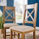 image 6 of Pair Of High Slatted Back Dining Chairs Wool Seat Solid Oak Legs Fully Assembled | Brown