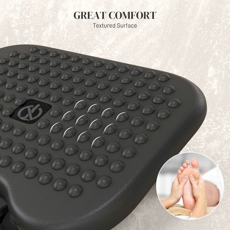 image 1 of HOMCOM Foot Rest Adjustable Height and Angle Home Office Footstool Black