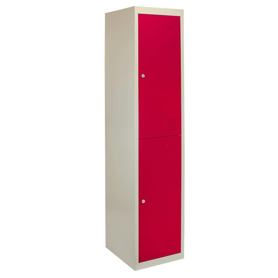 image 1 of Metal Storage Lockers - Two Doors, Flatpacked, Red Red